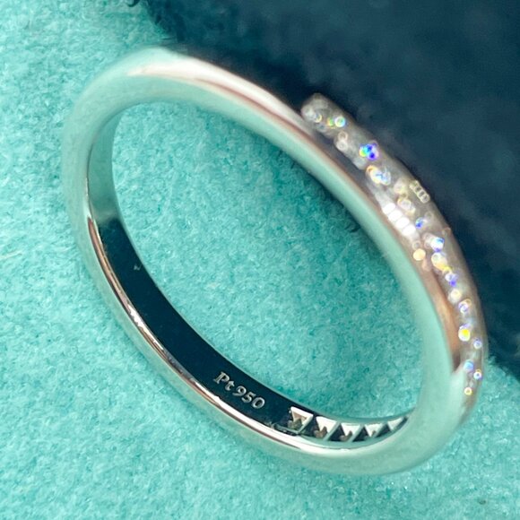 Tiffany & Co Platinum Diamond Channel 2mm Half Circle Wedding Band Size 4.75 - Picture 4 of 16